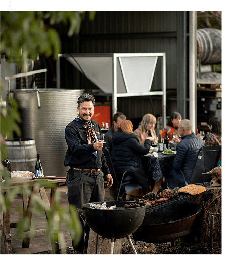 Dr. Martin Moran hosting guests outdoors